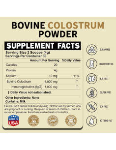 Polvo de Calostro Bovino Zammex 4000mg - Suplemento Orgánico 2