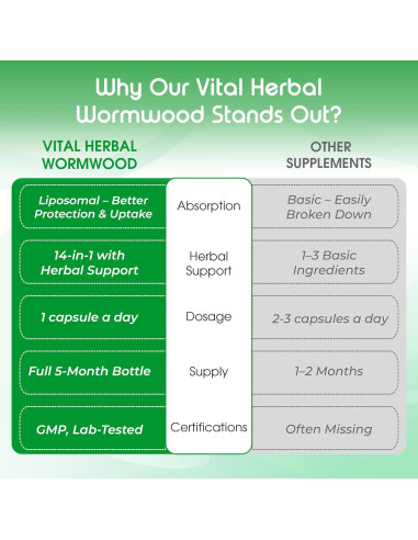 Cápsulas Digestivas Vital Herbal Ajenjo 150 Unidades - Salud Digestiva