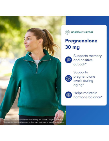 Suplemento Hormonal Pregnenolona 30 mg Pure Encapsulations - 180 Cápsulas Veganas
