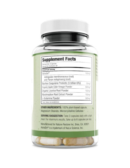 Cápsulas Digestivas Nature Restore | 90 Unidades | Probioticos y L-Glutamina