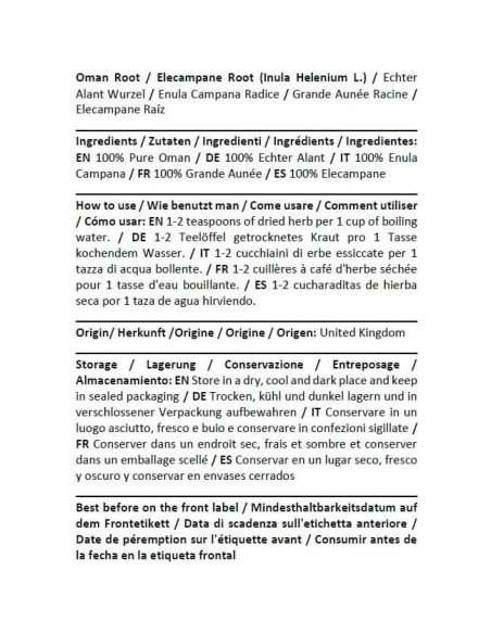 Té Herbal Oman Raíz Inula Helenium 100g - Libre de OGM