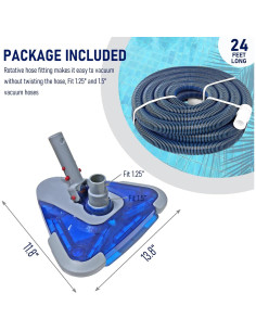 Manguera de Vacío para Piscina POOLWHALE 7.32m con Cabezal Triangular 2
