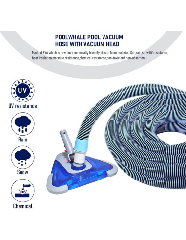 Manguera de Vacío para Piscina POOLWHALE 7.32m con Cabezal Triangular
