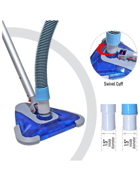 Manguera de Vacío para Piscina POOLWHALE 7.32m con Cabezal Triangular