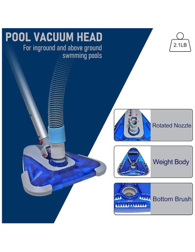 Manguera de Vacío para Piscina POOLWHALE 7.32m con Cabezal Triangular