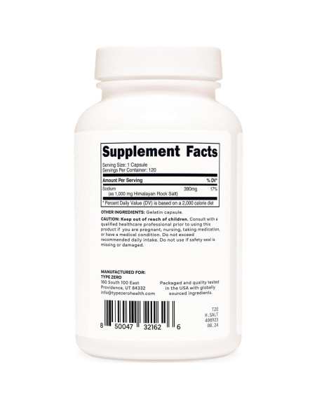 Cápsulas de Sal del Himalaya Type Zero 120 Unidades 1000mg