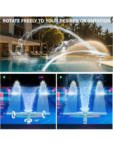 Fuente de piscina solar SRQYZM con luces y triple chorro