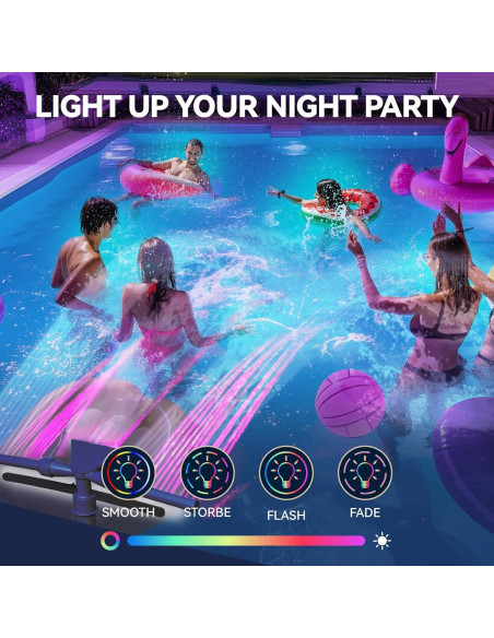 Fuente de piscina solar SRQYZM con luces y triple chorro