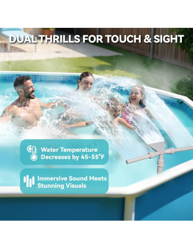 Fuente de piscina solar SRQYZM con luces y triple chorro