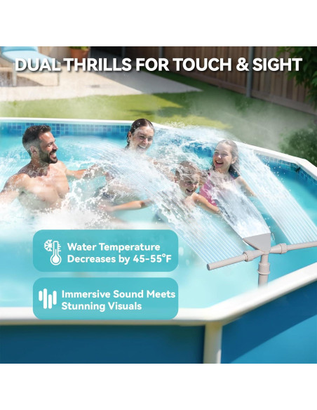 Fuente de piscina solar SRQYZM con luces y triple chorro