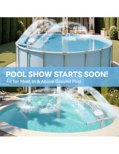 Fuente de piscina solar SRQYZM con luces y triple chorro