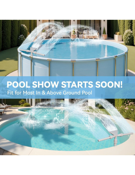 Fuente de piscina solar SRQYZM con luces y triple chorro