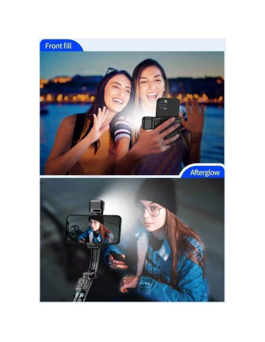 Bastón de Selfie Extensible MQOUNY con Luz y Trípode Blanco