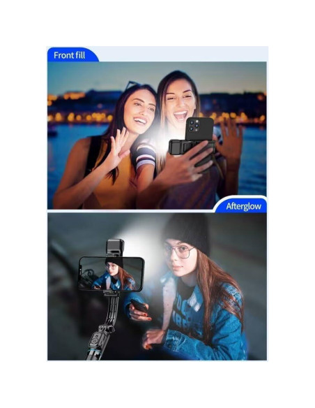 Bastón de Selfie Extensible MQOUNY con Luz y Trípode Blanco