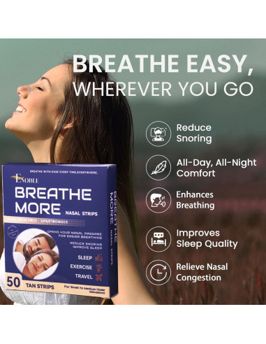 Tiras Nasales Breathe More - Beige 60x22mm - 50 Unidades