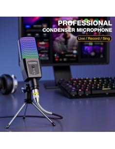 Micrófono de Condensador RGB Mo-gu A50507 para PC y Podcast 2