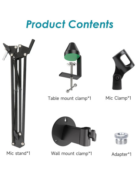 Soporte de Micrófono YOUSHARES K1NB35 - Brazo Montado en Pared