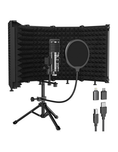 Escudo de Aislamiento para Micrófono Riworal con Filtro Antipop