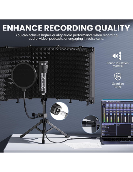 Escudo de Aislamiento para Micrófono Riworal con Filtro Antipop