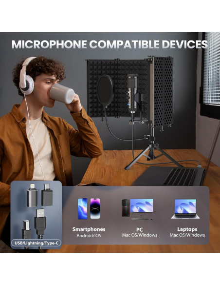 Escudo de Aislamiento para Micrófono Riworal con Filtro Antipop