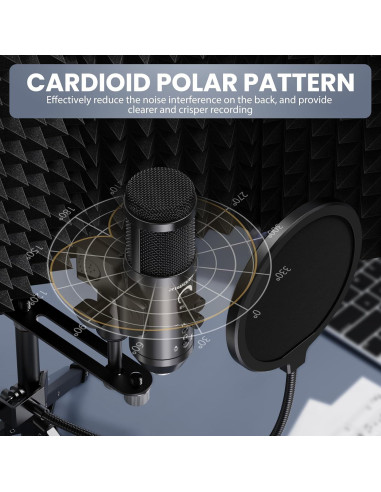 Escudo de Aislamiento para Micrófono Riworal con Filtro Antipop