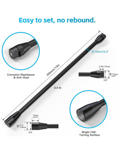 Brazo Flexible de Micrófono ZealSound 33 cm Aluminio Negro