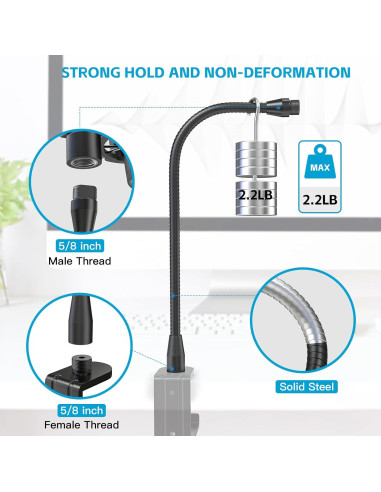 Brazo Flexible de Micrófono ZealSound 33 cm Aluminio Negro