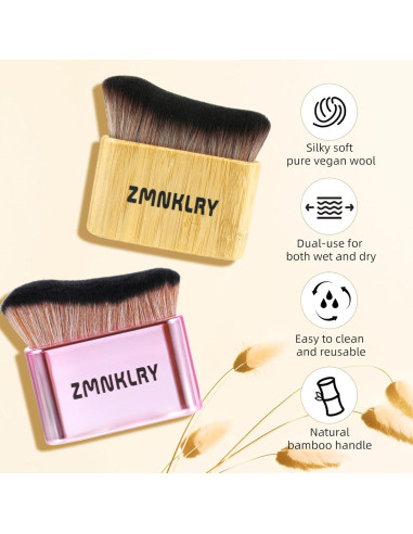 Brocha Kabuki para Bronceador zmnklry - Cerdas Veganas 7cm