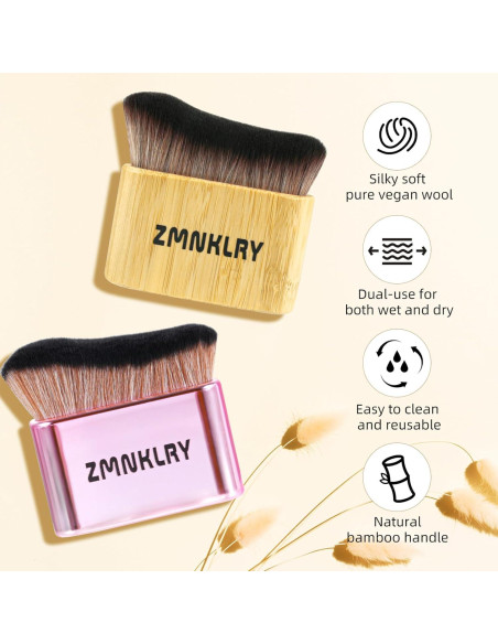 Brocha Kabuki para Bronceador zmnklry - Cerdas Veganas 7cm