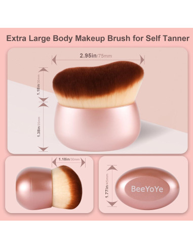 Brocha de Maquillaje Corporal BeeYoYe 75mm Rosa para Autobronceador