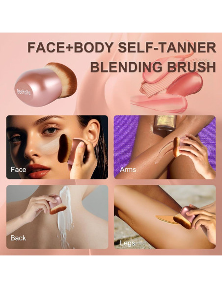 Brocha de Maquillaje Corporal BeeYoYe 75mm Rosa para Autobronceador