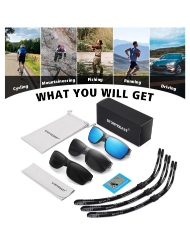 Gafas de sol polarizadas STORYCOAST unisex 3 en 1 con marco irrompible