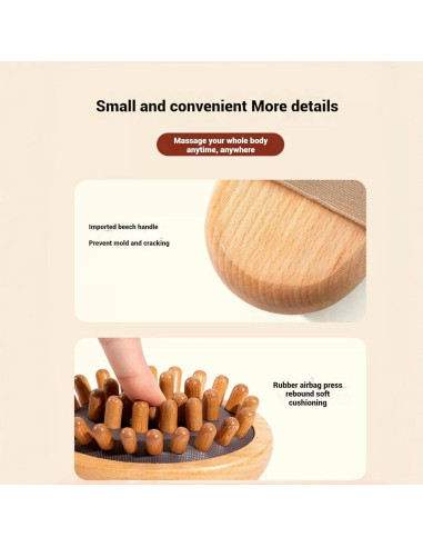 Peine de Masaje de Madera Natural TIKMNO 11x8cm para Relajación