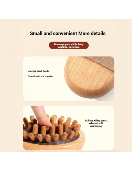 Peine de Masaje de Madera Natural TIKMNO 11x8cm para Relajación