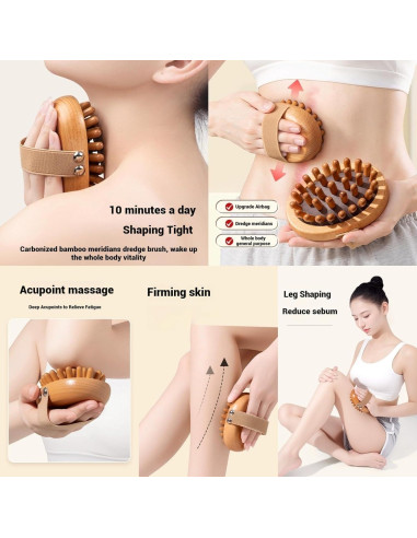 Peine de Masaje de Madera Natural TIKMNO 11x8cm para Relajación