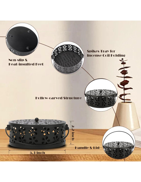 Soporte para Espirales de Incienso MEADAY Negro 13.5 cm