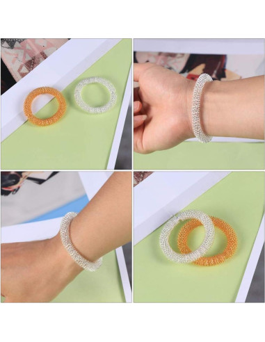 Anillos de Masaje Healifty 2 Pcs Acupresión Muñeca Plata