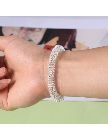 Anillos de Masaje Healifty 2 Pcs Acupresión Muñeca Plata