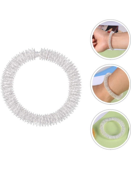 Anillos de Masaje Healifty 2 Pcs Acupresión Muñeca Plata