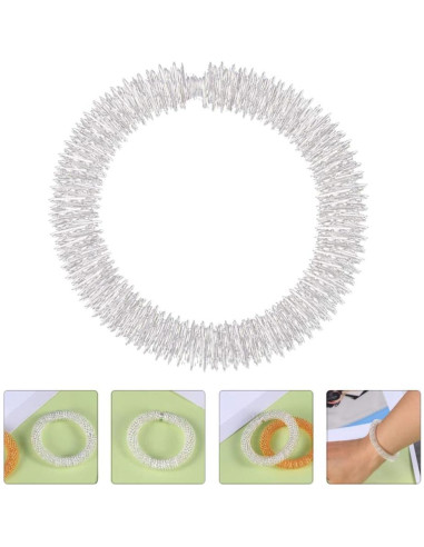Anillos de Masaje Healifty 2 Pcs Acupresión Muñeca Plata