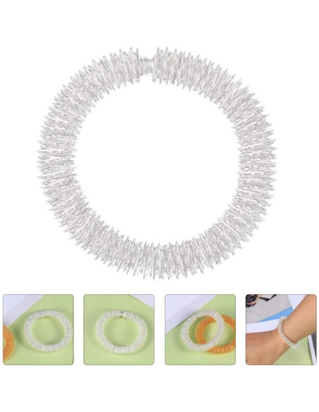Anillos de Masaje Healifty 2 Pcs Acupresión Muñeca Plata