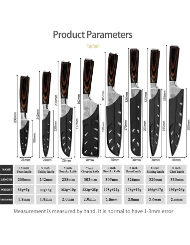 Conjunto de cuchillos de cocina XYJ 13 piezas acero inoxidable