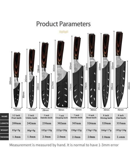 Conjunto de cuchillos de cocina XYJ 13 piezas acero inoxidable