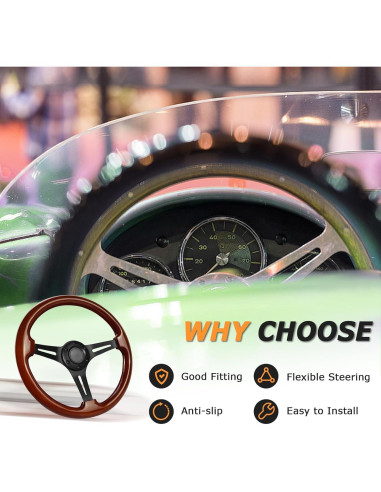 Volante de Madera VOONKE VKRC-06MBK 35.1cm Universal