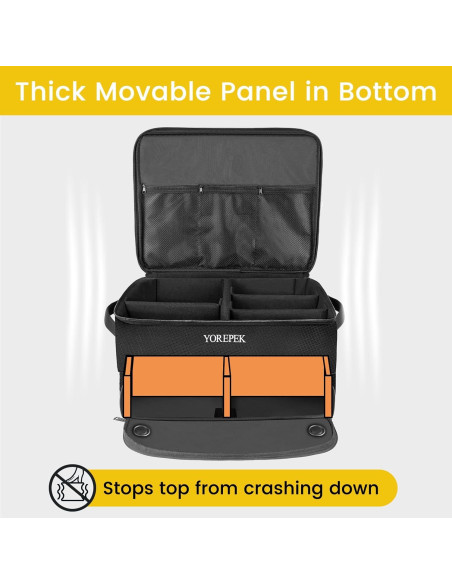 Organizador de Maletero de Golf YOREPEK Negro Grande con Compartimentos