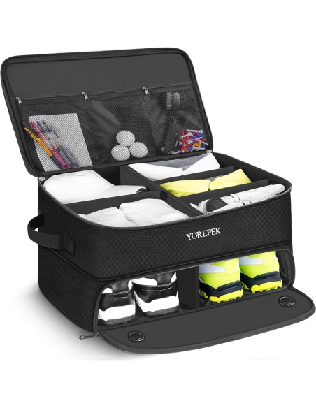 Organizador de Maletero de Golf YOREPEK Negro Grande con Compartimentos