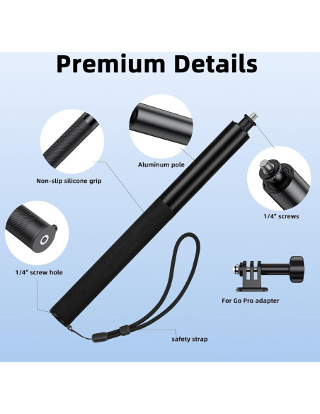 Palo de Selfie Invisible BRDRC 135 cm para Insta360 y DJI OSMO