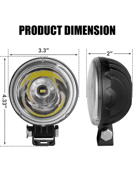 Luz Pod LED Redonda 12V BEAMCORN 30W 3 Pulgadas 2-Pack