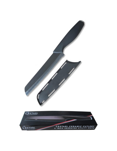 Cuchillo Serrado Cerámico Cestari 15.24 cm con Funda