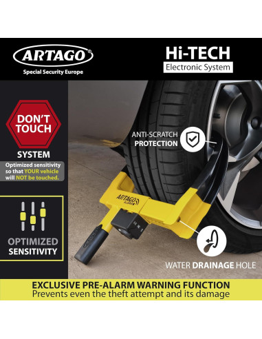Bloqueo de Rueda Antirrobo Artago ART872 con Alarma 120dB